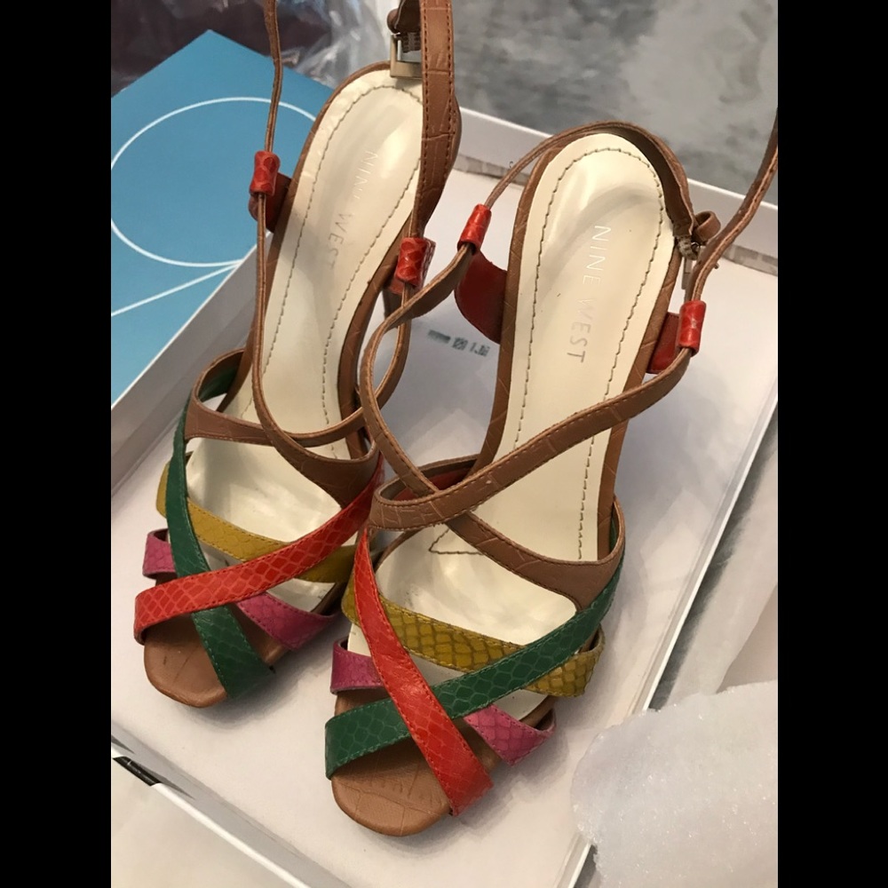 Nine West Multi-colored Strappy Heels